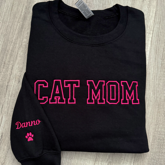 Embroidered Cat Mom crewneck sweatshirt